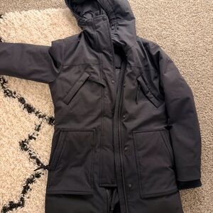 Basin + Range Black Hooded Parka Jacket waterproof and windproof.